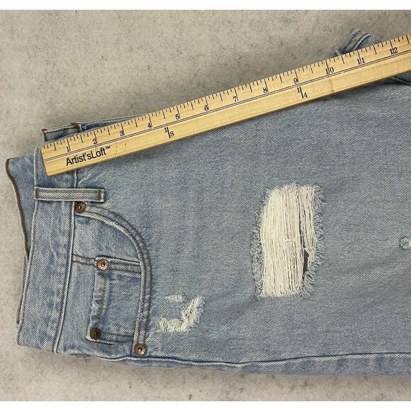 Levis 501 Jeans Womens 29X26 Blue High Rise Button Fly Crop Distressed Denim - Picture 6 of 14